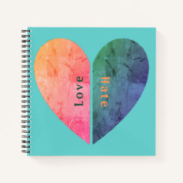 Personalisierte Elegante Liebe und Hass Halbherzen Notizblock