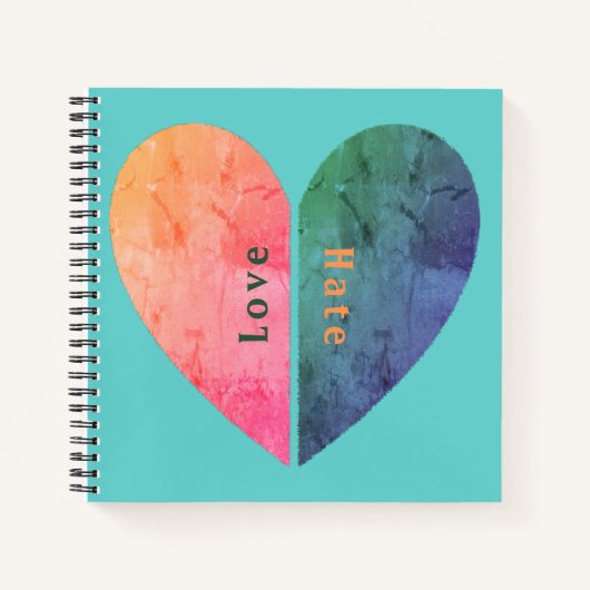 Personalisierte Elegante Liebe und Hass Halbherzen Notizblock (Vorderseite)