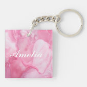 Personalisierte, elegante Marmorkalligraphie Schlüsselanhänger (Rückseite)