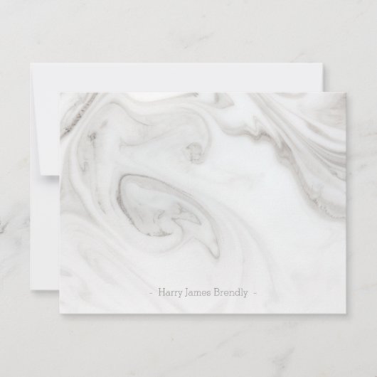 Personalisierte, elegante Marmormuster-Flachbildsc Mitteilungskarte (Vorderseite)