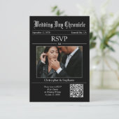 Personalisierte elegante Minimalistische QR Code Z RSVP Karte (Stehend Vorderseite)
