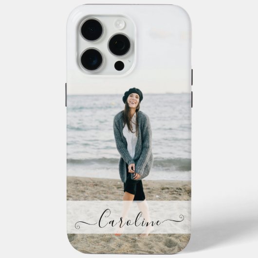 Personalisierte elegante moderne Foto und Name Case-Mate iPhone Hülle (Rückseite)