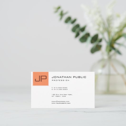 Personalisierte elegante moderne Monogramm-Vorlage Visitenkarte (Stehend Vorderseite)