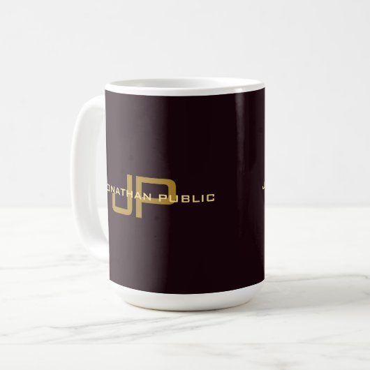 Personalisierte elegante Monogram-Trendy-Vorlage Kaffeetasse (Vorderseite Links)