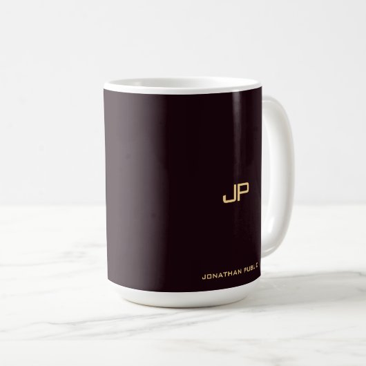 Personalisierte, elegante Monogramm-Classic-Vorlag Kaffeetasse (VorderseiteRechts)