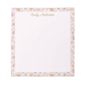 Personalisierte elegante Monogramm hübsche Blumeng Notizblock (Vorderseite)