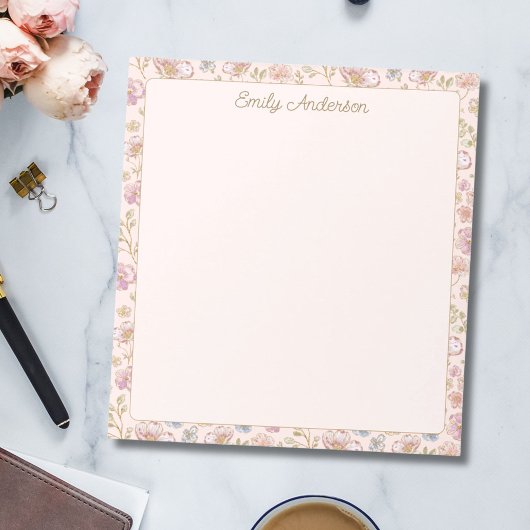 Personalisierte elegante Monogramm hübsche Blumeng Notizblock