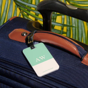 Personalisierte, elegante Monogramm Minze Gepäckanhänger