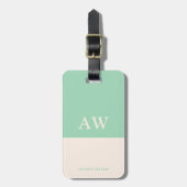 Personalisierte, elegante Monogramm Minze Gepäckanhänger (Vorderseite vertikal)