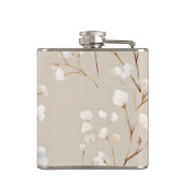 Personalisierte Elegante Neutrale Baumwollblüte Flachmann (Rückseite)