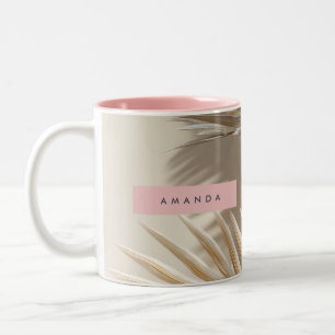 Personalisierte elegante Palmwedel-Optik Zweifarbige Tasse