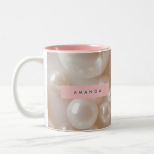 Personalisierte Elegante Perle Soft Weiß Luxus Zweifarbige Tasse