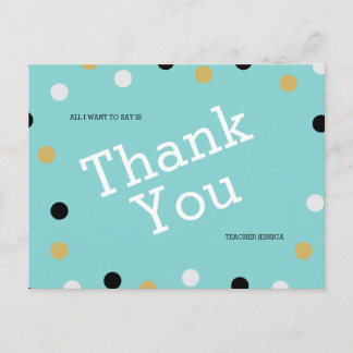 Personalisierte elegante Polka-Punkte Danke Postkarte