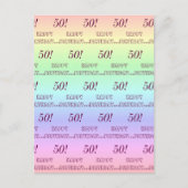 Personalisierte Elegante Regenbogenstreifen 50. Ge Postkarte (Vorderseite)