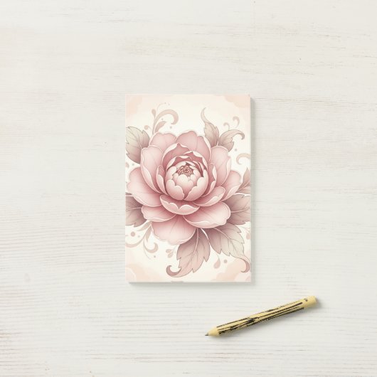 Personalisierte elegante rosa florale Post-it®-Not Post-it Klebezettel (Auf Schreibtisch)
