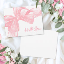 Personalisierte elegante rosa Schleife Danke Notiz