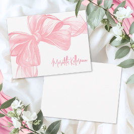 Personalisierte elegante rosa Schleife Danke Notiz Mitteilungskarte