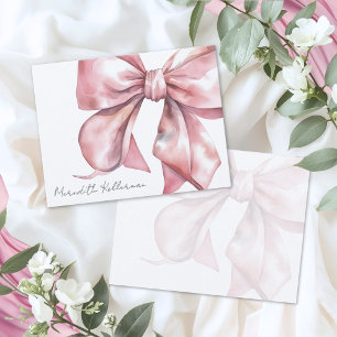 Personalisierte elegante rosa Schleife Mitteilungskarte