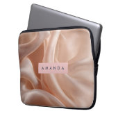 Personalisierte elegante rosa Seidentextur Laptopschutzhülle (Vorderseite Links)