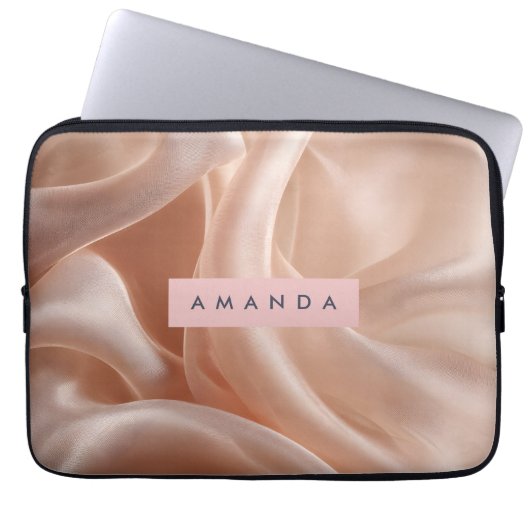 Personalisierte elegante rosa Seidentextur Laptopschutzhülle (Vorderseite)