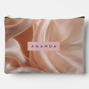 Personalisierte elegante rosa Seidentextur Zubehörtasche