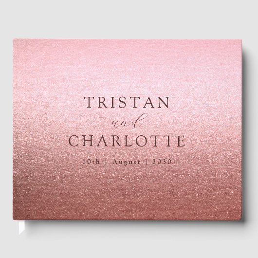 Personalisierte elegante Rose Gold Gästebuch (Vorderseite)