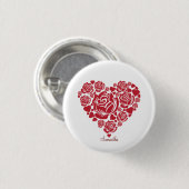 Personalisierte Elegante Rote Rose Herzens Button (Vorne & Hinten)