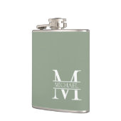 Personalisierte elegante Sage Green Monogram & Nam Flachmann (Links)