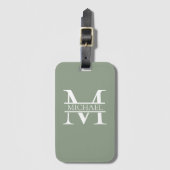 Personalisierte elegante Sage Green Monogram & Nam Gepäckanhänger (Vorderseite Vertikal)