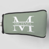 Personalisierte elegante Sage Green Monogram & Nam Golf Headcover (Vorderseite)