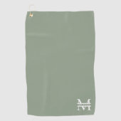 Personalisierte elegante Sage Green Monogram & Nam Golfhandtuch (Vorderseite)