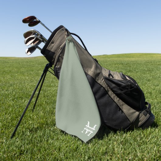 Personalisierte elegante Sage Green Monogram & Nam Golfhandtuch (Gras)