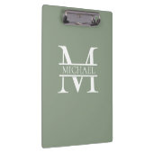 Personalisierte elegante Sage Green Monogram & Nam Klemmbrett (Rechts)