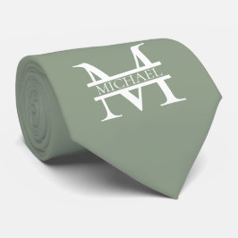 Personalisierte elegante Sage Green Monogram & Nam Krawatte