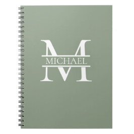 Personalisierte elegante Sage Green Monogram & Nam Notizblock