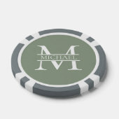 Personalisierte elegante Sage Green Monogram & Nam Pokerchips (Einzeln)