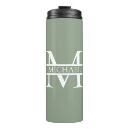 Personalisierte elegante Sage Green Monogram & Nam Thermosbecher