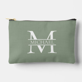 Personalisierte elegante Sage Green Monogram & Nam Zubehörtasche