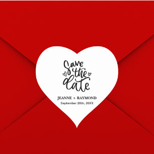 Personalisierte Elegante Saubere Hochzeit Save the Herz-Aufkleber