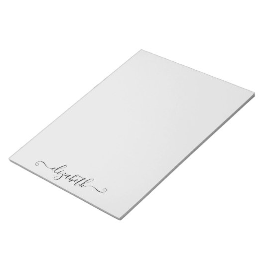 Personalisierte elegante Schrift hellgrau Notizblock (angewinkelt)
