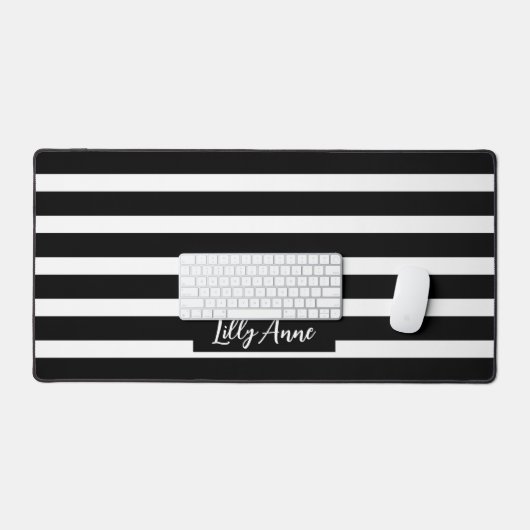 Personalisierte, elegante Schwarz-Weiß-Streifen Schreibtischunterlage (Tastatur & Maus)