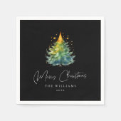 Personalisierte elegante Schwarz-Weiß-Weihnachten Serviette (Vorderseite)