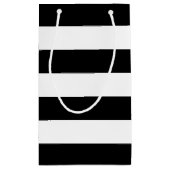 Personalisierte, elegante schwarz-weiße Streifen Kleine Geschenktüte (Rückseite)