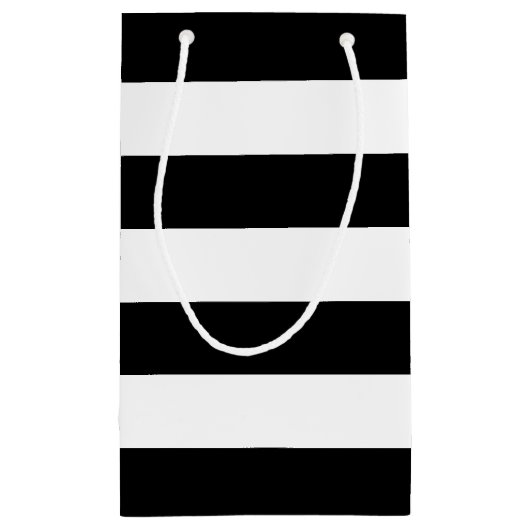Personalisierte, elegante schwarz-weiße Streifen Kleine Geschenktüte (Rückseite)