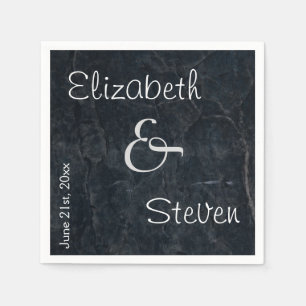 Personalisierte Elegante Schwarze Stone Textur Serviette
