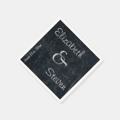 Personalisierte Elegante Schwarze Stone Textur Serviette (Ecke)