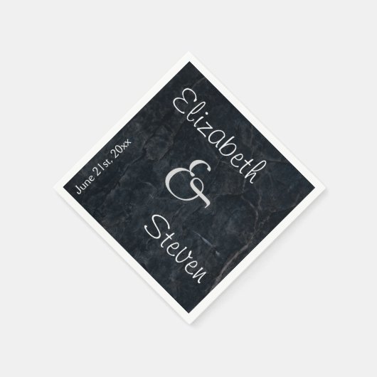 Personalisierte Elegante Schwarze Stone Textur Serviette (Ecke)