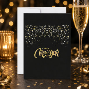 Personalisierte elegante schwarze und goldene Neuj