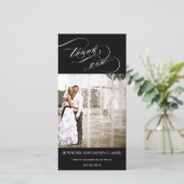 Personalisierte, elegante Script-Hochzeit Vielen D Dankeskarte (Stehend Vorderseite)