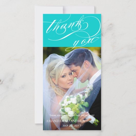Personalisierte, elegante Script-Hochzeit Vielen D Dankeskarte (Vorderseite)